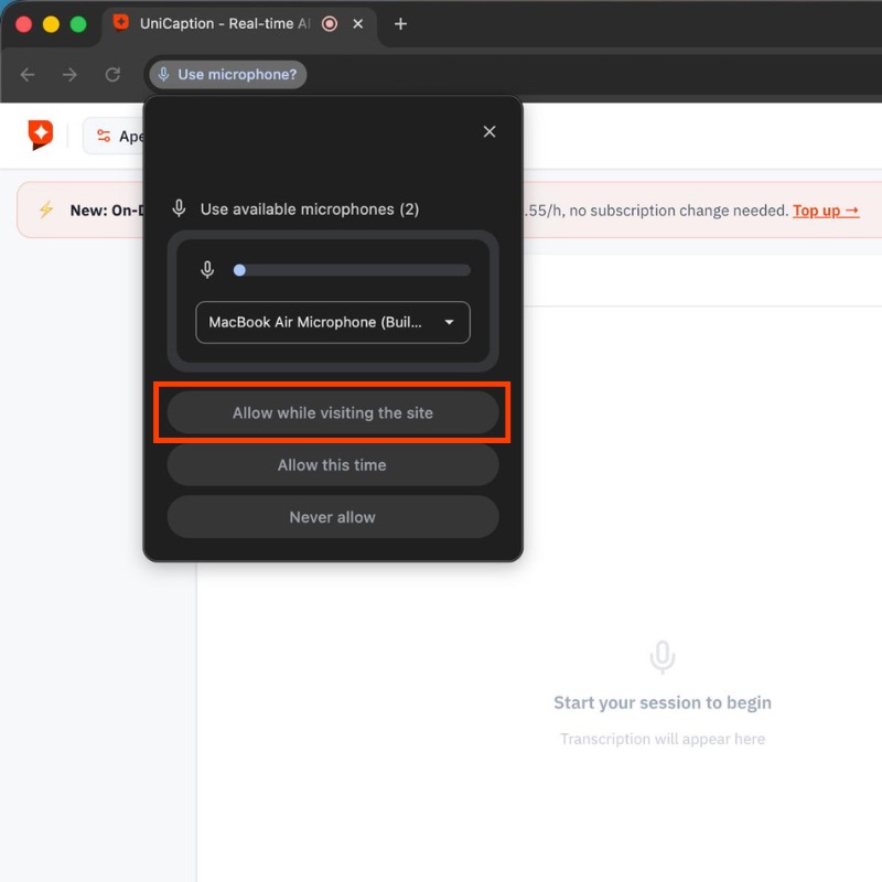 Mac microphone permission prompt